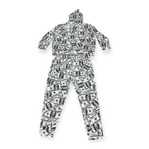 Men's 100 Dollar Money Print Hip Hop Track Suits 2 Piece Sweatsuit size 3XL